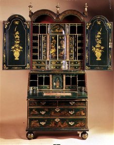 上部が開いた局キャビネット、c.1710（緑の漆）